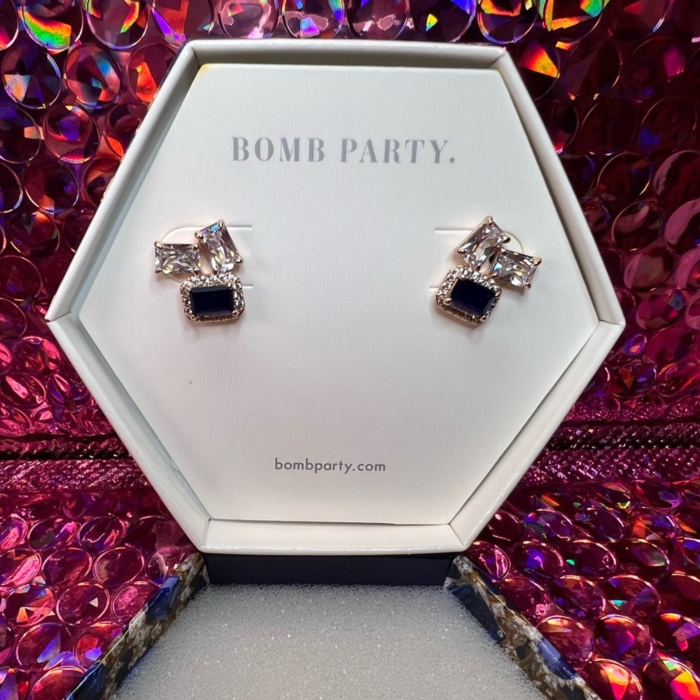 Bomb Party Rose Gold and Blue Earrings